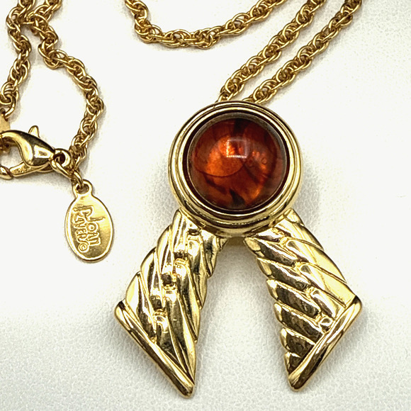 Vintage Joan Rivers Necklace 28 in Red Faux Dragons Breath Gold Tone Rope Chain - Picture 3 of 7